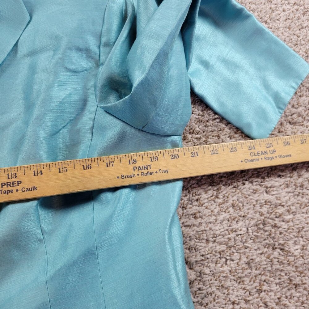 Le Suit Essentials Jacket Blazer Womens 14 Teal Blue Poly Rayon - Picture 3 of 6